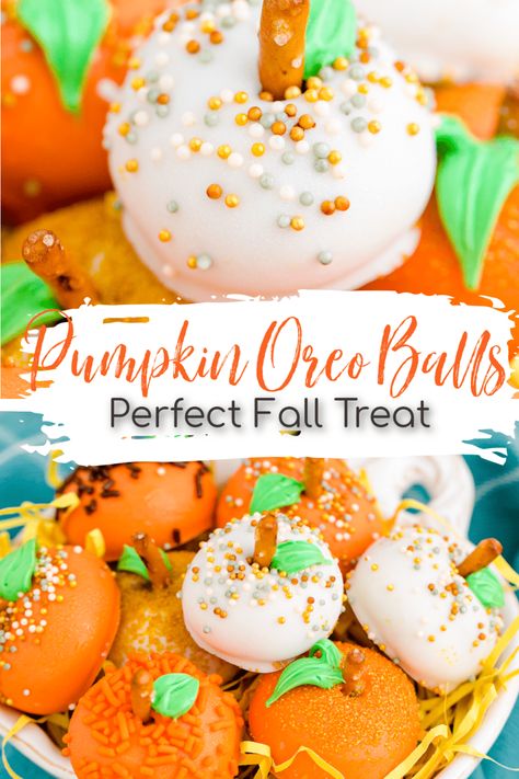 Pumpkin Oreo Balls Recipe, Oreo Balls For Thanksgiving, Pumpkin Oreo Truffles, Oreo Balls Pumpkin, Pumpkin Cookie Balls, Pumpkin Spice Oreo Balls, Oreo Pumpkin Balls, Oreo Balls Thanksgiving, Fall Oreo Balls