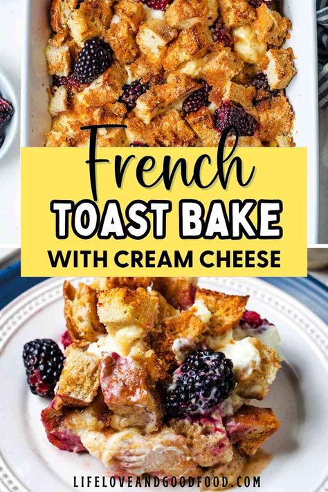 Overnight French Toast With Cream Cheese, Cream Cheese Sauce For French Toast, Stuff French Toast Cream Cheese, French Toast Bake With Cream Cheese, French Toast Cassarole, Cream Cheese French Toast Bake, French Toast Cream Cheese, Toast Cream Cheese, Cream Cheese French Toast Casserole