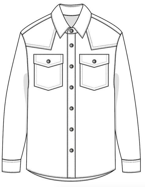 Mens denim Shirt SVG for Adobe Illustrator western shirt | Etsy Men Shirt Technical Drawing, Menswear Technical Drawing, Mens Shirt Illustration, Shirt Sketch Drawing, Shirts Sketch, Shirt Technical Drawing, Shirt Drawing Ideas, Western Mens Fashion, Mens Denim Shirt