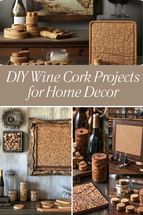 Repurpose wine corks into unique DIY home decor projects! Add a rustic and creative touch to your space. #WineCorkCrafts #DIYHomeDecor #UpcycledProjects Craft Ideas With Corks, Cork Picture Frame, Wine Cork Decorations, Wine Cork Art Diy Wall Decor, Cork Projects Ideas, Wine Cork Trivet Diy, Wine Cork Projects Diy, Wine Cork Crafts Diy, Unique Diy Home Decor