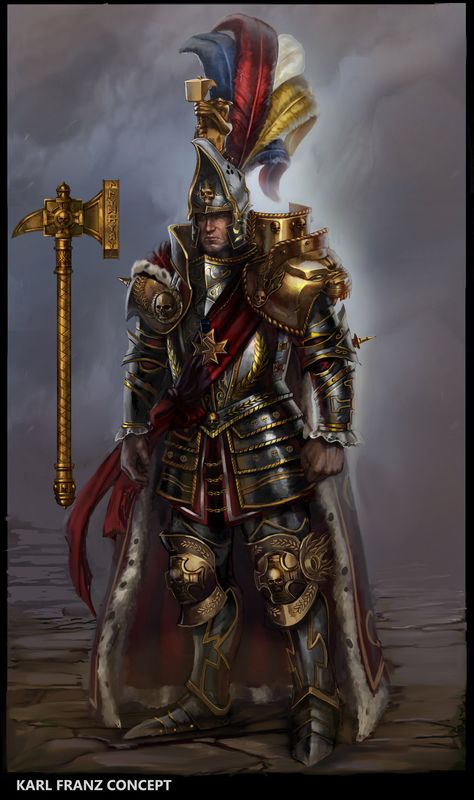 Total War Warhammer - Karl Franz Concept by rineart on DeviantArt Warhammer Old World, Karl Franz, Warhammer Empire, Warhammer Fantasy Roleplay, Illustration Fantasy, Fantasy Role Playing, Terra Nova, Fantasy Battle, Warhammer Art