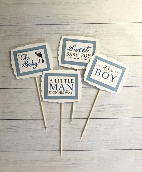 Oh Baby, Sweet Baby Boy, It's a Boy, A Little Man is On His Way, Baby Shower Party Decorations for centerpieces or cake toppers Baby Shower Boy Table Decorations, Baby Boy Center Piece Shower Ideas Diy, Baby Shower Centerpieces For Boys Target, Baby Boy Shower Candy Table, Boy Baby Shower Napkins, It’s A Boy Banner, Boy Baby Shower Decor, Boy Baby Shower Centerpieces, Easy Party Decorations