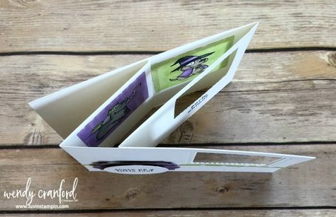 Peek A Boo Cards Ideas, Peek A Boo Card Tutorial, Peek A Boo Card, Stampin Up Tutorials Videos, Boo Cards, Fancy Fold Card Tutorials, Slider Cards, Card Folds, Flip Cards