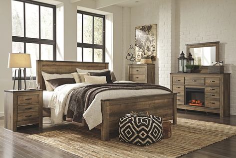 Ashley Bedroom, Casual Bedroom, Rustic Bedroom Furniture, Queen Panel Beds, King Bedroom Sets, Bedroom Sets Queen, Bedroom Panel, Queen Bedroom, King Bedroom