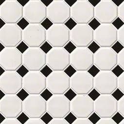 White And Black Matte Octagon (Bathroom tile floor) Octagon Backsplash, Countertop Tile, Octagon Tile, Mosaic Tile Sheets, Tile Options, Arabesque Tile, Classic Tile, Tile Countertops, Porcelain Wall Tile