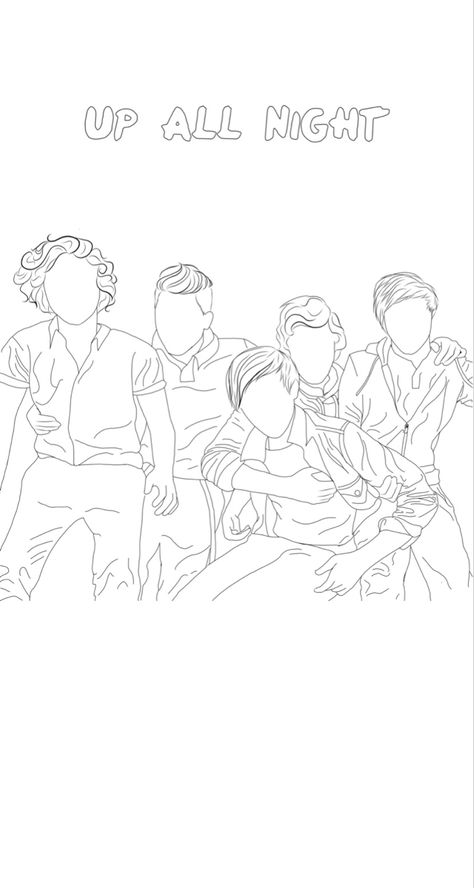 One Direction Outline Drawing, One Direction Line Art, One Direction Drawing Ideas, One Direction Outline, One Direction Up All Night, One Direction Tattoos, One Direction Collage, One Direction Drawings, One Direction Art