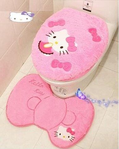 Speaking Life 3 Pcs Hello Kitty Cartoon Plush Toilet Seat Cover and Rug Set --- Contour Rug, Seat Cover, Lid Cover (pink bowknot) Hello Kitty Bathroom, Hello Kitty Decorations, Hello Kitty Bow, Hello Kitty Rooms, Decor Baie, Hello Kit, Hello Kitty Cartoon, Bathroom Accessories Sets, Pink Hello Kitty