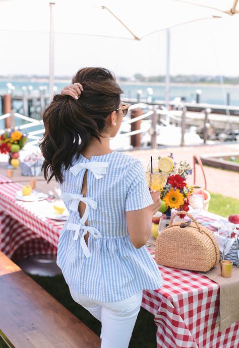 Bow Seersucker Top at Nantucket Wine Seersucker Top, Wine And Food Festival, Preppy Life, Extra Petite, Prep Style, Wine Food, Estilo Preppy, Auburn University, Preppy Summer