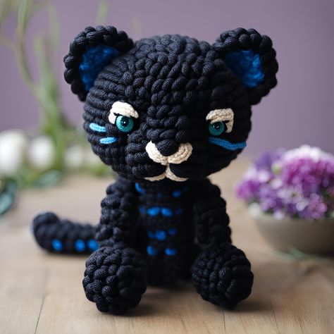 Amigurumi Panther😍 Crochet Jaguar, Black Panther Crochet, Crochet Panther, Crocheted Chickens, Sewing Templates, Crochet Chicken, Black Panthers, Crochet Gifts, Cute Crochet