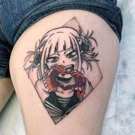 Toga Himiko Tattoo Ideas, My Hero Tattoo, Mha Tattoos, Anime Sleeve, Tattoo Chart, Mangas Tattoo, Side Thigh Tattoos, Hippie Tattoo, My Tattoos