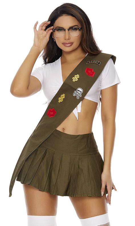 Girl Scout Costume, Beer Girl Costume, Best Celebrity Halloween Costumes, Corset Costumes, Celebrity Halloween Costumes, Nurse Costume, Unique Costumes, Girl Scout Cookies, Leather Lingerie