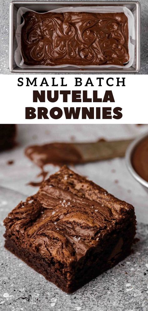 Small Batch Brownie Cookies, Scratch Brownie Recipe, Small Batch Brownies Recipes For Two, Small Batch Of Brownies, Small Brownie Batch, Nutella Brownies Recipe, Small Batch Recipes, Small Batch Brownies, Brownies Homemade