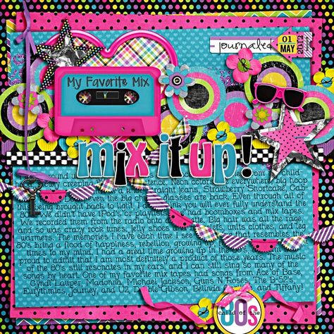 80s Scrapbook Ideas, Neon Scrapbook Ideas, Grunge Scrapbook, Feelin Groovy, Memory Album, School Scrapbook, Scrapbook Book, Mixed Kids, Birthday Scrapbook