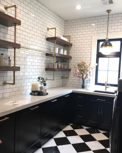 Love this laundry room from Utah Valley Parade of Homes. #uvparade Black And White Laundry Room, Black And White Laundry, White Laundry Room, Industrial Kitchens, Modern Farmhouse Kitchen Cabinets, White Laundry Rooms, Kitchen 2020, Kitchen Ikea, White Laundry