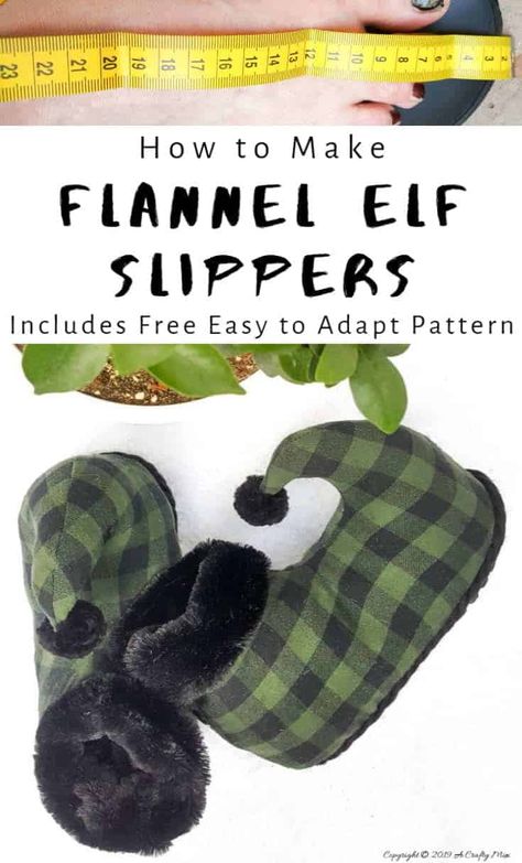 Elf Shoes Pattern, Diy Elf Shoes, Flannel Diy, Gnome Accessories, Round Tuit, Sewing Slippers, Elf Slippers, Comfy Flip Flops, Elf Shoes