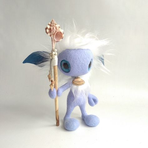 Posable needle felted fantasy creature Sea Spirit, Big Shell, Listen Carefully, Fantasy Ideas, Fantasy Creature, Dark Magic, Felt Mouse, Little Dragon, Christmas Post