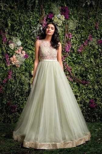 Shyamal & Bhumika 2016 Enchanted Forest - Shyamal Bhumika Indowestern Gowns, Indian Wedding Gowns, Sabyasachi Lehenga, Gown Party Wear, Long Gown Design, Ritu Kumar, Long Gown Dress, Long Dress Design, Red Lehenga