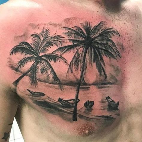 Palm Tree Tattoo Ideas, Tree Tattoo Chest, Palm Tree Tattoos, Tree Tattoo Ideas, Tattoo Chart, Scene Tattoo, Tree Tattoos, Tattoo Lettering Styles, Explore Tattoo