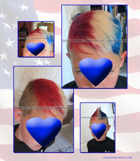 Red White and Blue Fourth of July Hair Manic Panic Patriotic Hair Dye Hair Color  Vivid Red White And Blue Hair Color, Hair Color Vivid, Fourth Of July Hair, Dyed Hair Blue, Mohawks, Dye Hair, Cute Haircuts, Men Hair, Manic Panic