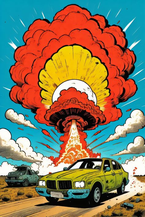 Mushroom Cloud Art, Bale Real, Lichtenstein Pop Art, Mushroom Cloud, Trill Art, Acid Art, Automotive Artwork, Event Poster Design, Pop Art Comic