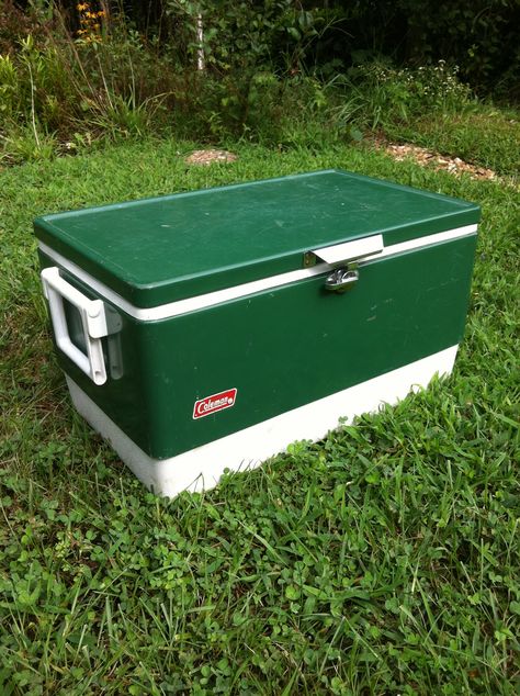 Vintage Coleman cooler. This particular cooler has a manufactured date of January-1985. It belonged to my Grandfather. I still use it. Vintage Coleman Cooler, Coleman Cooler, Vintage Cooler, Beer Shot, Vintage Coleman, Travel Trailer Camping, Camping Glamping, Vintage Camping, Camping Trailer