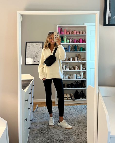 AE Oversized Collared Sweater curated on LTK Shirt Over Sweater Outfit, Collared Shirt And Sweater Outfit, Shirt Over Sweater, Shirt And Sweater Outfit, Collared Sweater Outfit, Collared Shirt And Sweater, Causal Fall Outfits, Outfit Leggings, Collared Sweater