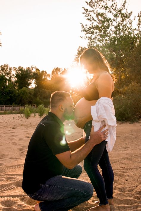 Maternity Photography Ideas Jeans, Maternity Photography Poses Jeans, Maternity Photography Bra And Jeans, Jeans And Bra Maternity Shoot Outside, Maternity Photography In Jeans, Golden Hour Maternity Shoot Beach, Maternity Pictures With Jeans, Blue Jeans Maternity Shoot, Maternity Lake Photography