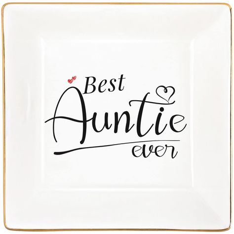 PRICES MAY VARY. ❤【Best Aunt Ever Gifts】The best aunt gifts, The surface of the jewelry dish is printed with heart-warming words: “Best Auntie ever”.A great and unique gifts for aunt, mothers day gifts for aunt, A thoughtful aunt gifts could express the love between you,It will bring back happy memories when she uses it every time. ❤【Jewelry Dish Size/Material】4.06""L x 4.06""W x 0.87''H. This ring dish is crafted from great quality glazed ceramic-with a hand drawn design and gold foil details, Birthday Niece, Diy Valentines Day Wreath, Best Aunt Ever, Best Auntie Ever, Time Jewelry, Aunt Birthday, Niece Gifts, Gifts For Aunt, Best Aunt