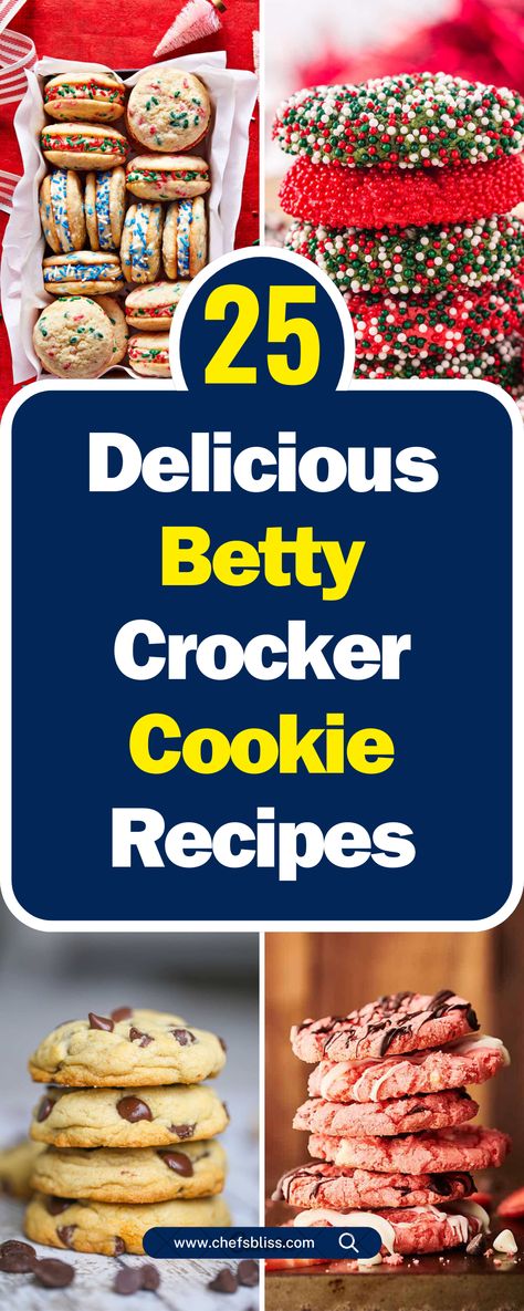 25+ Delicious Betty Crocker Cookie Recipes for Perfect Homemade Treats! Classic Peanut Butter Blossom Cookies Betty Crocker, Betty Crocker Christmas Cookie Recipes, Betty Crocker Sugar Cookie Bars, Betty Crocker Cookie Recipes, Recipes Using Betty Crocker Cookie Mixes, Betty Crocker Lost Recipes, Betty Crocker Cookie Mix Bars, Bisquick Cookie Recipes, Sugar Cookie Recipe Betty Crocker