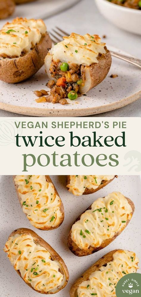 Vegan Red Potato Recipes, Vegan Dinner With Potatoes, Vegan Stuffed Baked Potatoes, Vegan Potato Bake, Vegan American Food, Vegan Stuffed Potatoes, Vegan Twice Baked Potatoes, Gf Vegetarian Recipes, Vegan Christmas Sides