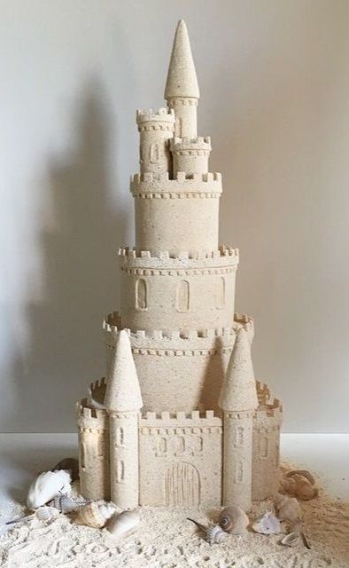 Nautical Themed Wedding Cake, Sand Castle Wedding Cake, Sandcastle Wedding Cake, Sandcastle Cupcakes, Sandcastle Decoration, Beach Themed Wedding Cakes, Wedding Cake Beach, Sand Castle Cake, Ocean Wedding Cake