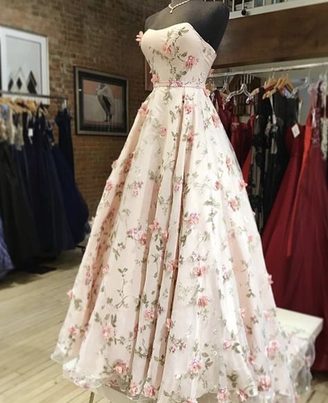 Cherry Blossom Prom Dress, Floral Sweet 16 Dresses, Cherry Blossom Gown, Wedding Dress With Pink Flowers, Pink Floral Wedding Dress, Prom Dress Winter, Floral Prom Dress, Floral Ball Gown, Cherry Blossom Dress