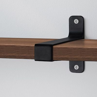 Industrial Floating Shelf, Wall Shelf Bracket, Shelf Above Window Bedroom, Shelf Support Ideas, Floating Shelf With Brackets, Long Wall Shelf, Shelf Above Window, Long Wall Shelves, Thick Shelves