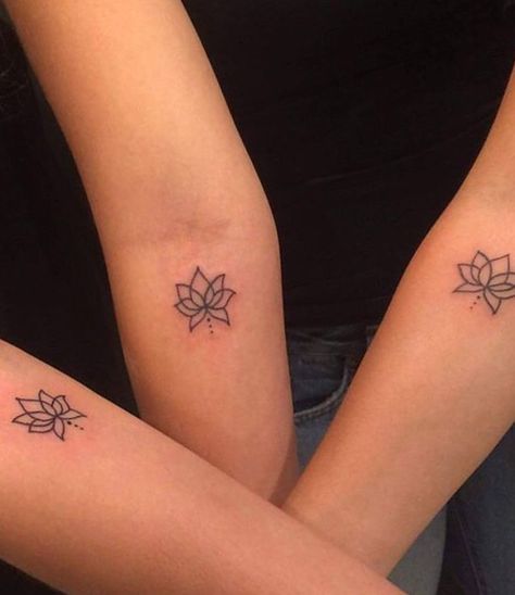 Friend tats Matching Best Friend Tattoos Trio, Simple Tattoos For Friend Group, Tattoo With Friends Bff, Trio Bff Tattoos, Trio Matching Tats, Trio Tattoos Friends Small, Small Tattoos For Three Best Friends, Three Friendship Tattoos, Tiny Trio Tattoos