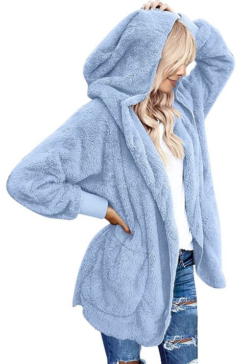 Faux Fur Cardigan, Plush Coat, Fleece Cardigan, Pocket Cardigan, Casual Cardigans, Outwear Jackets, Hooded Cardigan, Cozy Outfit, Womens Cardigan