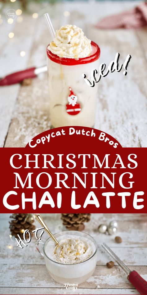 Christmas Morning Tea, Peppermint Latte Recipe, Christmas Latte Ideas, Chai Drink Recipes, Christmas Latte Recipes, Winter Latte Recipes, Chia Latte Recipe, Christmas Tea Recipe, Christmas Breakfast Drinks