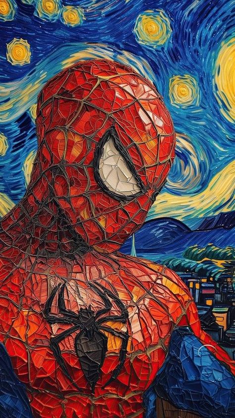 Van Gogh Starry Night Wallpapers, Spiderman Comics Wallpaper, Wallpaper Spiderman Aesthetic, Van Gogh Wallpaper Aesthetic, Van Gogh Paintings Wallpaper, Spiderman Comic Wallpaper, Spiderman Wallpaper Aesthetic, Spiderman Wallpaper Iphone, Vincent Van Gogh Wallpaper