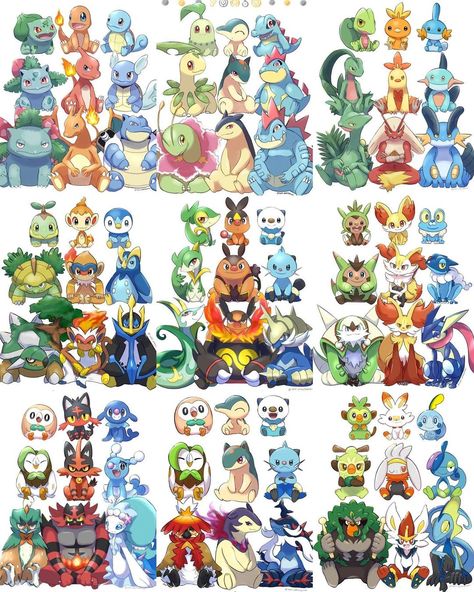 @pokesphere shared a photo on Instagram: “Which generation of starters is YOUR favorite? 🍃🔥💧 (🎨) C: saki_pokeOekaki en Twitter 🖌 ______________________________________ All art…” • May 26, 2022 at 9:50pm UTC Pokemon Conquest, Pokemon Cynthia, Pokemon Logo, Rayquaza Pokemon, Kartu Pokemon, 151 Pokemon, Pokemon Painting, Gengar Pokemon, Pokemon Sketch