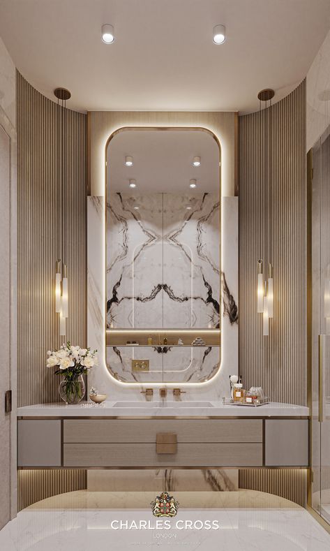 Modern Bathroom Design🤍 Luxury Washroom Design, Bathroom Lighting Trends, Traditional Bathroom Mirrors, Bathroom Interior Design Luxury, Decoration Hall, Luxury Bathroom Master Baths, Modern Luxury Bathroom, Bathroom Decor Luxury, Washroom Design