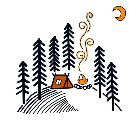 Tent Drawing, Forest Camping, Doodle Drawings, Tent, Doodles, Ipad, Embroidery, Drawings, Art