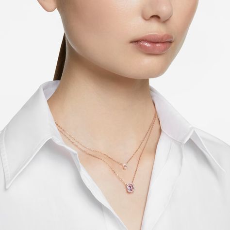 Discover great products at the best prices at Dealmoon. Millenia layered necklace, Octagon cut, Purple, Rose gold-tone plated by SWAROVSKI. Price:$156.00 Swarovski Millenia, Swarovski Bracelet, Purple Necklace, Pink Necklace, Swarovski Jewelry, Layered Necklace, Purple Roses, Metal Bracelets, Metal Necklaces