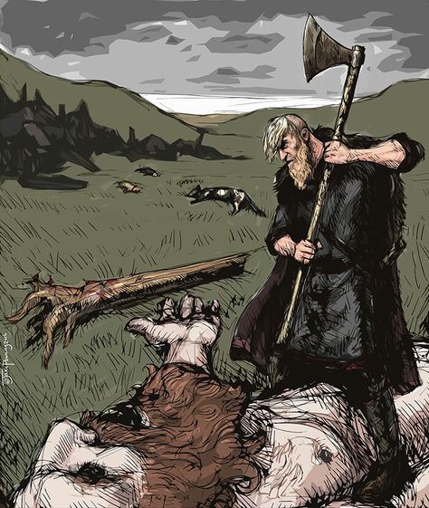 Nordic Artwork, Giant Slayer, Norse Myth, Viking Culture, Viking Art, Fantasy Setting, Dark Art Illustrations, Fantasy Concept Art, Norse Mythology