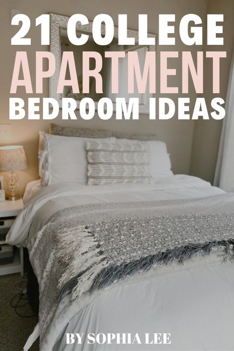 My daughter is moving in to her first college apartment and I wanted to find some ideas for her to use. These college apartment bedroom ideas are going to be perfect for her. Furniture For College Apartment, Student Apartment Bedroom, Decorating College Apartment, Female College Apartment Decor, College Apartment Bedroom Organization, College Student Bedroom At Home, College House Bedroom Ideas, Modern College Apartment Decor, Dorm Apartment Ideas