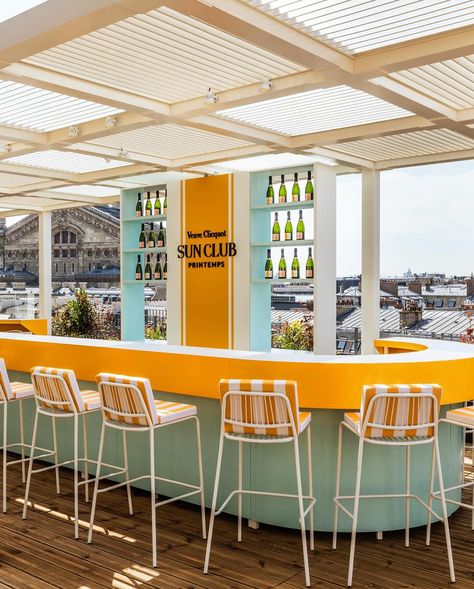 ✨ If you know, you know. The Dune Travel Group Gals are the ultimate travel insiders! 🌟 Our clients heading to Paris soon will experience the brand-new Parisian Sun Club, which just opened its doors. ☀️ 💛From June 5 to September 30, immerse yourself in the iconic yellow of Veuve Clicquot on the rooftop of @printemps. Sip on their exclusive cuvées, RICH and RICH Rosé, perfectly paired with the “Club Tourteau” crafted by chef @jeanimbert for the Sun Club. 🥂✨ Ready for your own ultimate travel... Beach Club Design, Cowboy Cafe, Bahamas House, Summer Cafe, Desert Bar, French Riviera Style, Brand Activation, Event Bar, Pop Up Bar