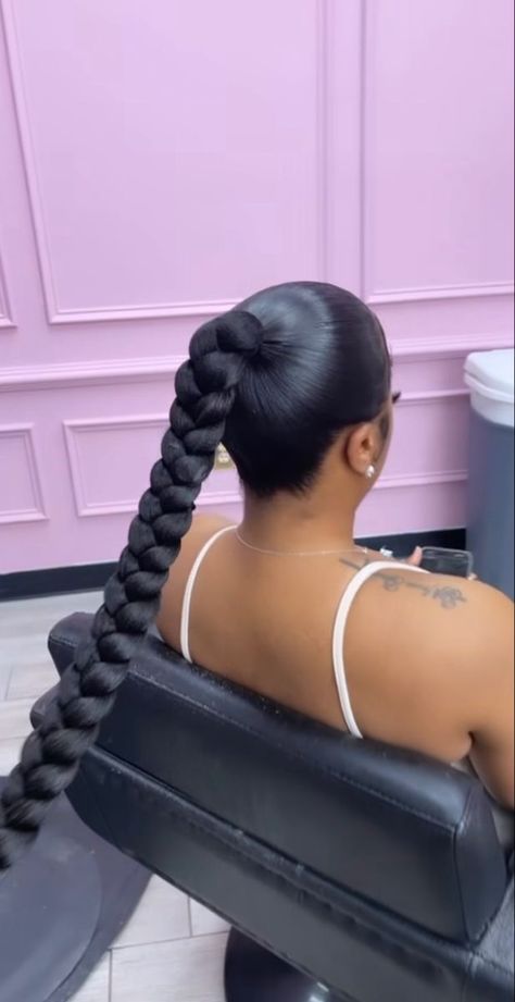 Slick Back Afro, Black And Gold Braids, Slick Back With Edges, Wavy Hair Sew In, Gold Braids, Slick Backs, Sleek Braided Ponytail, Ponytail Braid, Straightening Natural Hair