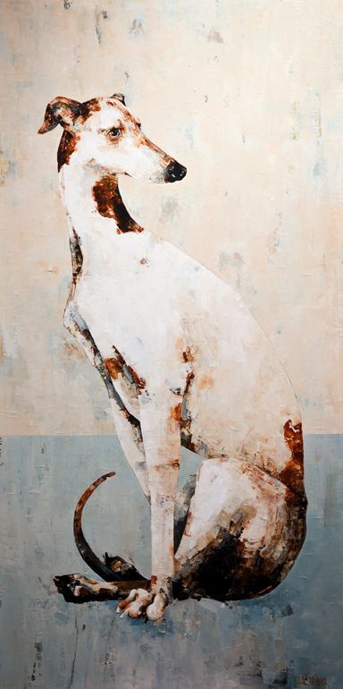 /greyhound sitting by Constance Bachmann.  Order an oil painting of your pet today at petsinportrait.com Racing Dogs, Sight Hounds, Greyhound Art, Grey Hound Dog, Community Center, Beautiful Painting, Dog Paintings, Pet Id Tags, Whippet