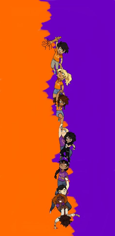 I just did the orange en purple. Also the black lines at Percy's sword and i erased the background from the demigods. I DID NOT DRAW THE DEMIGODS MYSELF Jackson Kpop, Percy Jackson Fanart, Blood Wallpaper, Percy Jackson Wallpaper, Zio Rick, Dibujos Percy Jackson, Piper Mclean, Percy Jackson Quotes, Percy Jackson Fan Art