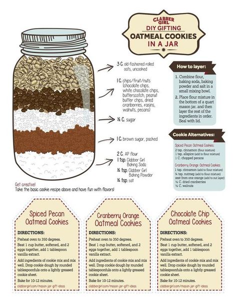 Oatmeal Cookies In A Jar, Mason Jar Cookie Recipes, Mason Jar Mixes, Mason Jar Cookies Mix, Cookie Jar Gifts, Cookies In A Jar, Diy Christmas Gifts For Friends, Mason Jar Cookies, Diy Food Gifts