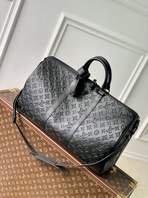 Matte Black Hardware, Louis Vuitton Keepall, Black Hardware, Vuitton Handbags, Louis Vuitton Handbags, Cowhide Leather, Paris France, Travel Bag, Backpack Bags