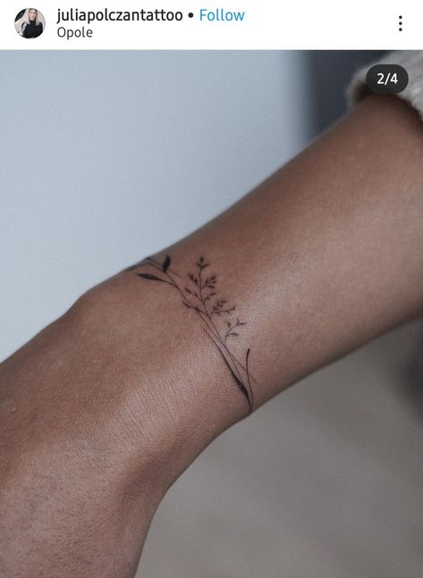 Women Tattoos Arm Classy, Dainty Colored Tattoos, Dainty Flower Bracelet Tattoo, Delicate Ankle Tattoos For Women, Simple Classy Tattoos, Tiny Vine Tattoo, Elegant Arm Tattoos For Women, Wrist Fine Line Tattoo, Delicate Nature Tattoo